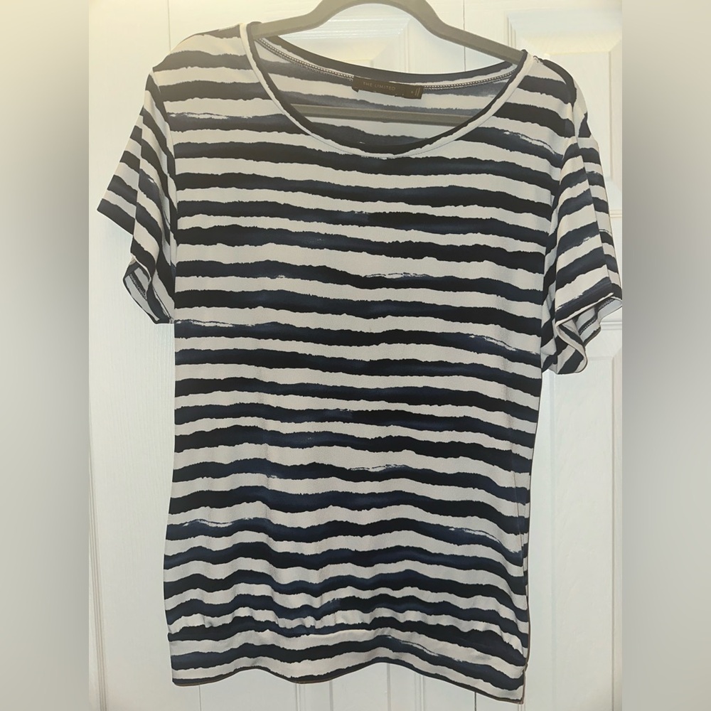The Limited navy Blue and white stripped Sz Small Blouse